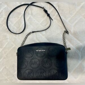 Michael Kors Jet Set Crossbody Zipper Bag with Perforated Monogram Coated Canvas